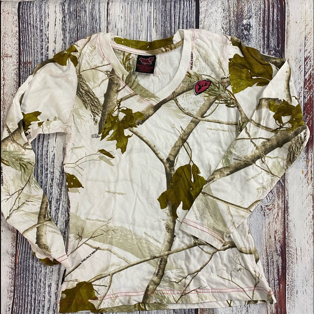 ☠️5/$20☠️ SCENT BLOCKER | WOMENS LONG SLEEVE CREW NECK CAMO SHIRT SMALL